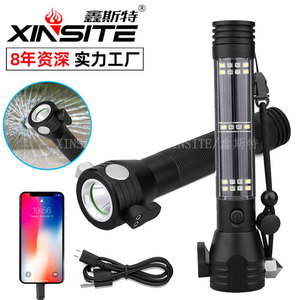 ไฟฉาย LED XINSITE T6 พร้อมค้อนทุบกระจก  ชาร์จพลังงานแสงอาทิตย์ได้ 53W ไฟฉุกเฉินสำหรับรถยนต์และงานกลางแจ้ง - Product Image 4