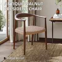 Chaise de Président de Haute Qualité avec Corde Tressée, Noyer Antique & Bois Gris Moderne Chaise de Salle à Manger pour Salle à Manger et Parcs