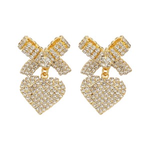 Popular <b>Red</b> Rhinestone Heart Pendant Stud <b>Earrings</b> for Women Versatile Design Sparkling Drop Fashionable Personality Jewelry - Product Image 5