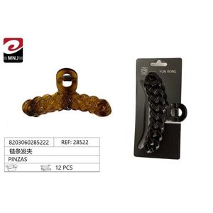 Chain Hair Clip Pinzas 12 Pcs Brown Black Fashion Accessory - Product Image 1