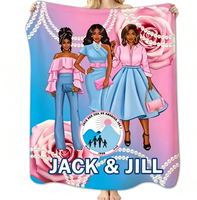 Couverture en flanelle douce Jack and Jill Girl, motif fleur de perle grecque, pour canapé, lit, maison, bureau, voyage, cadeau de Noël, nouveauté personnalisée