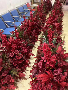 Allée de <span class=keywords><strong>mariage</strong></span> personnalisée bon marché Arrangements floraux passerelle rouge coureur de fleurs <span class=keywords><strong>décoration</strong></span> de fleurs d'allée rouge - Product Image 3