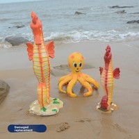 Modèles d'animaux marins en fibre de verre - Pieuvre, Phoque - Ornements décoratifs faits à la main pour aquariums et extérieur