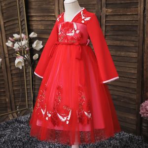 Spring Hanfu Girls Tang Dynasty Embroidered Ancient Costume Red Pink A-Line Ruqun Chinese Style Dress For Flower Girls 1861 - Product Image 3