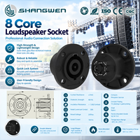 Connecteur audio durable pour haut-parleur, prise Speakon ronde intérieure 8 broches, coque en métal et plastique plaqué argent, conforme UL94 V-0