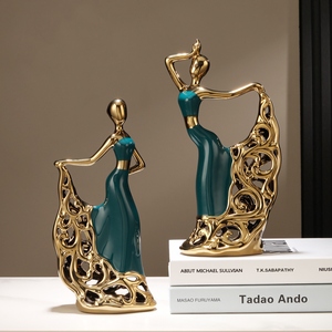 Luxuriöse Moderne Vergoldete Handgefertigte Tänzerinnen-Keramikfigur Raumdekoration Heimdekoration Weihnachtsgeschenk - Product Image 4