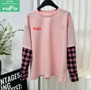 Droma Inspired Designer Casual Loose Checked Print Sleeves Famous Logo Hip Hop Ladies New Design Cotton Long Sleeve Shirt