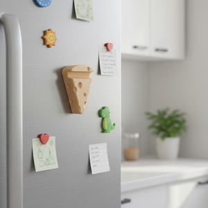 Imán de nevera de madera personalizado con forma de queso para regalos de San Valentín - Product Image 2