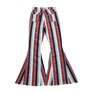 NO Tariffs Contact Us P0152 RTS <strong>Women</strong> Clothing 2025 Fashion Bell Bottoms Denim <strong>Jeans</strong> Dark <strong>Red</strong> Stripe Pants High Quality Clothes - Product Image 2
