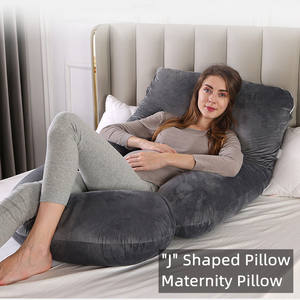 Oreiller de maternité en velours cristal en forme de J, pour dormir sur le côté - Product Image 5