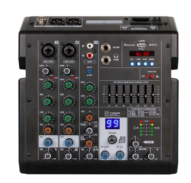 Best Selling Professional Mixer 2 Channel Digital Signal Recording Dj Sound Effect  Audio Mixing Console