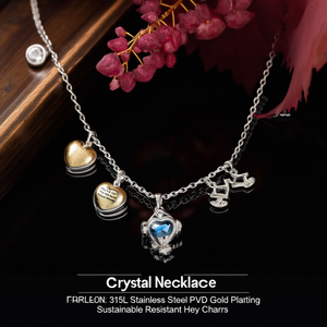 Collier en cristal en acier inoxydable 316L plaqué or PVD, breloques en forme de cœur durables et résistantes - Product Image 3