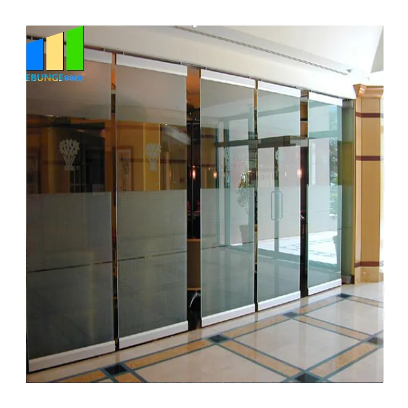 Divisor dobrável para porta de vidro de alumínio, divisor de vidro temperado deslizante