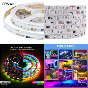 WS2811 <span class=keywords><strong>LED</strong></span>-Streifen 12/24V RGB Smd Cob Programmier barer <span class=keywords><strong>LED</strong></span>-Lichtst reifen 30/60/480LEDs/m für die Inneneinrichtung Werbung Bühnen beleuchtung - Product Image 1