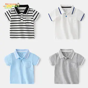 2-6 years new design boy t-shirts kids clothing cotton colorful striped short sleeve boys polo t shirt