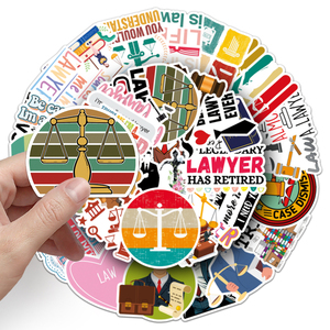 50 pièces ventes d'usine dessin animé Profession Slogan avocat autocollant personnalisé pour ordinateur portable tasse Journal autocollant - Product Image 6