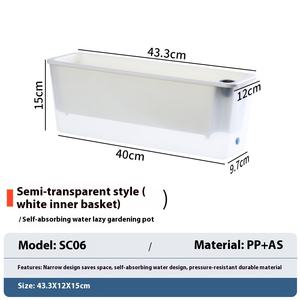 Jardinière suspendue carrée en plastique moderne auto-absorbante Long pot de fleurs pour fenêtres étroites pour balcon et intérieur - Product Image 6