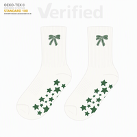 Chaussettes de Pilates en coton tricoté de haute qualité pour femmes, antidérapantes, à hauteur mi-mollet, design personnalisé, confortables pour le yoga, le sport, la barre et le ballet