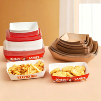 Barquette jetable en papier kraft biodégradable, qualité alimentaire, résistante à la graisse, imperméable, compatible micro-ondes, pour hot-dogs et frites commerciaux