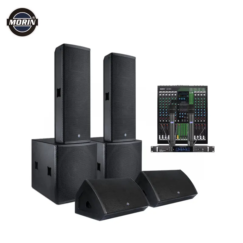 Speaker Audio Profesional 3 Cara Full Rang Aktif Luar Ruangan Sistem Suara dengan Modul Amplifier DSP Bertenaga 18 Inci Subwoofer