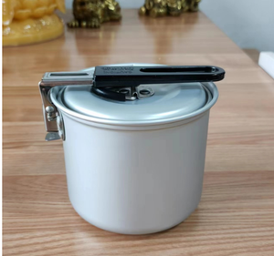 DFP1011 Marmite de camping portable en aluminium gris noir oxydé personnalisée, pot de camping, chauffe-lait domestique avec support pliable - Product Image 3
