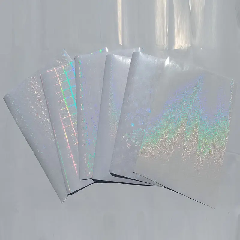 A4 Holographic Laminate Sheet Shatter Pattern Cold Lamination Film Sheets DIY Package Color Card Photo Film Meteor / Glass OPP
