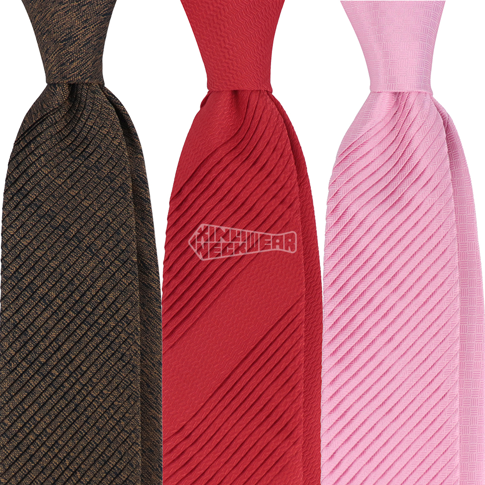 Gravatas Drapeadas Plain High End Neck Tie Pink Pleated Necktie Business Polyester Ties for Men
