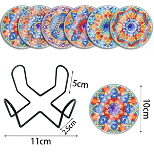 Kits de bricolage Forme spéciale Pierres Mandala Lot de 6 Sous-verres en diamant avec couvercle de protection - Product Image 1