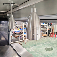 Camionnette alimentaire Blackser entièrement équipée en acier inoxydable, aluminium et fibre de verre, 4 roues, remorquable, certifiée CE, capacité personnalisable, pour l'extérieur