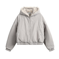Blouson bomber vintage LEDUO à capuche, coupe courte, coupe-vent, doublure matelassée chauffante, fermeture éclair et boutons-pression, vêtement d'extérieur chaud pour l'hiver, pour femmes et hommes