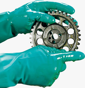 Premium 13mil Grueso Sin forro Reutilizable Manga larga Caucho de nitrilo verde Guantes protectores industriales resistentes a productos químicos Anti-Aceite - Product Image 4