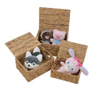 Multi-Purpose Hyacinth Storage Basket <b>Wicker</b> Lidded Laundry Baskets Home Decor Rattan Desk Storage <b>Bin</b> from Vietnam - Product Image 2