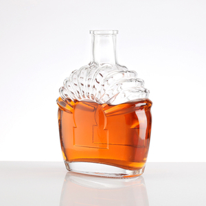 Bouteille à whisky en verre facetté de luxe personnalisée avec motif soleil, carafe à spiritueux avec bouchon doré pour les marques de distilleries - Product Image 2