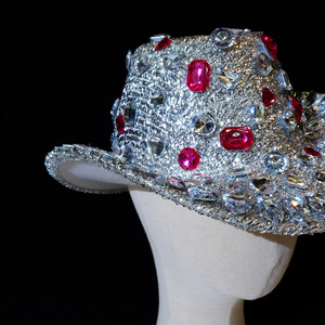 Chapeau de cow-boy en velours et strass pour <span class=keywords><strong>femme</strong></span>, avec accents argentés et roses, idéal pour les soirées <span class=keywords><strong>disco</strong></span>, les festivals, Halloween et les costumes. - Product Image 2