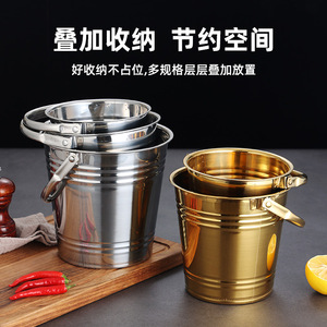 Stainless Steel Ice Bucket Round Metal Minimalist Design For Party Beverage Cooling Beer Champagne Wine - Product Image 5