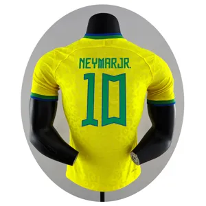 विश्व 2022 थोक ब्राजील की राष्ट्रीय टीम घर शर्ट नेय्मर जेआर फुटबॉल कपड़े कस्टम जर्सी थाईलैंड प्लेयर संस्करण कप