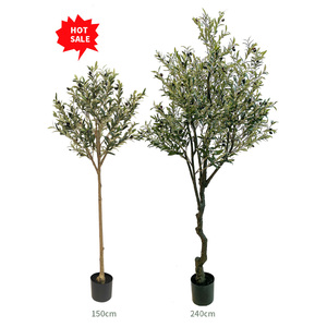 Arbre d'olivier artificiel personnalisé de 5 pieds à 8 pieds, aspect naturel, avec des branches en bois vert, faux ornemental, Azeitona Les Oliviers Olivo - Product Image 3
