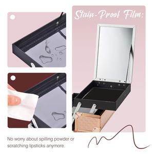 Custodia portatile per trucco duro con Design alla moda e chiusura aperta a specchio in metallo da viaggio per Organizer - Product Image 5
