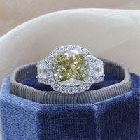 Paston personnalisé glacé 10k 14k grande taille 10ct Original jaune coussin vvs Moissanite diamant bague de luxe pour mariage quotidien