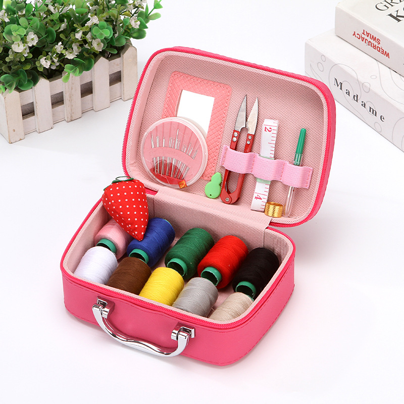 Caja de costura set rosa roja