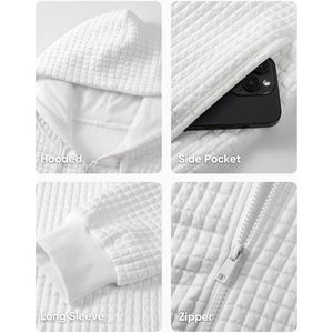 Sweat-shirt à capuche jacquard pour homme FOXA, manches longues, cordon de serrage, décontracté, avec poches, coupe classique, tissu tricoté - Product Image 6