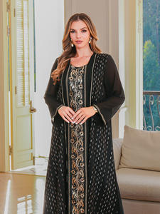 2025 nuevo Abaya de malla de manga larga de lujo, vestido de túnica musulmana de Oriente Medio - Product Image 4