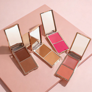 Palette de fard à joues crème rose personnalisable avec logo, fini mat et éclatant longue tenue, 2-en-1, poudre de luxe dorée pour les joues - Product Image 4