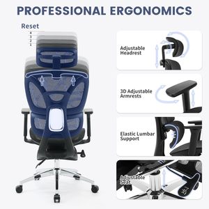 High End Gray Office Chair with Adjustable Headrest and Backrest Modern Design Mesh Chair with Metal Base Wholesale - Product Image 2