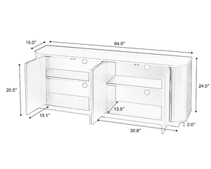 Modern Adjustable Sideboard Storage Cabinet TV Stand with Wave Pattern <b>Buffet</b> Cabinet Wooden Vertical Striped Living Room - Product Image 6