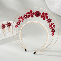 Nouveau serre-tête de mariée en métal avec perles et fleurs, couronne de mariage faite à la main avec strass, accessoires de cheveux vintage pour femmes