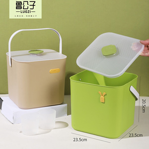 Cubo de Plástico Cuadrado con Tapa 10.5L, Contenedor de Almacenamiento, Cesto para Juguetes, Cesta de Lavado, Asiento, Uso en Baño, con Asa de Transporte - Product Image 4