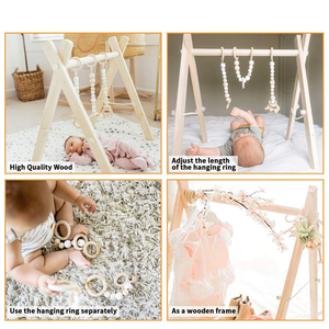 Tapis d'éveil pliable en bois Montessori avec jouets suspendus pour bébés et enfants, idéal pour l'éveil précoce des garçons et des filles - Product Image 3