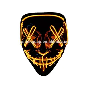 2021 Großhandel Necro Halloween Scary Mask Gruselige Bloody V Gesichts maske LED Cold Light Party Festival Maske Versand bereit