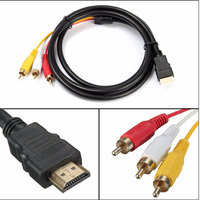 Kabel konverter HDMI ke 3 RCA Video Audio AV, adaptor konverter kabel Stereo 3RCA, komponen konverter untuk Set TV DV DVD 1080 m 1.5 P